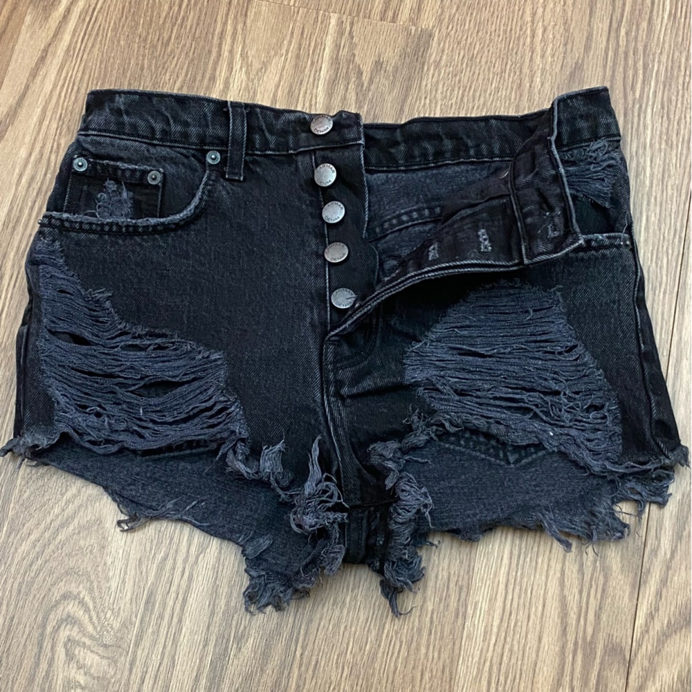 CARMAR Denim Los Angeles Women Hot Pants Shorts Size 26 Buttoned Fly Frayed Hem